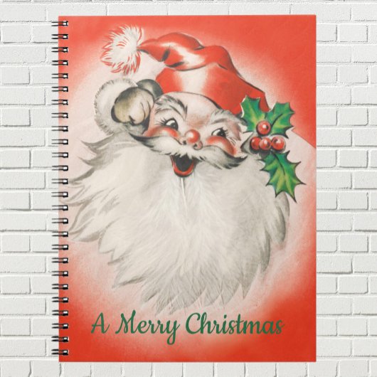 Vintage Kerstmis, Jolly Retro 50s Santa Claus Notitieboek