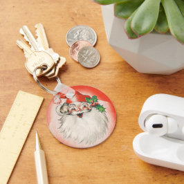 Vintage Kerstmis, Jolly Retro 50s Santa Claus Sleutelhanger