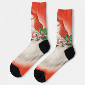 Vintage Kerstmis, Jolly Retro 50s Santa Claus Sokken (Links)