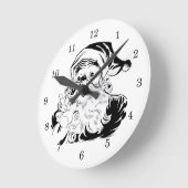 Vintage Kerstmis, Jolly Santa Claus BLACK Ronde Klok (Hoek)