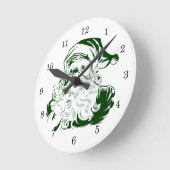 Vintage Kerstmis, Jolly Santa Claus green Ronde Klok (Hoek)