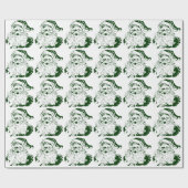Vintage Kerstmis, Jolly Santa Claus in Green Cadeaupapier (Vlak)