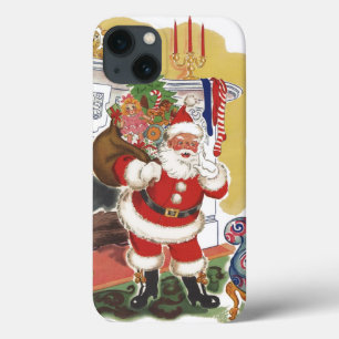 Vintage Kerstmis, Jolly Santa Claus met Cadeaus iPhone 13 Hoesje