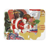 Vintage Kerstmis, Jolly Santa Claus met Cadeaus Magneet (Horizontaal)