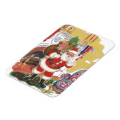 Vintage Kerstmis, Jolly Santa Claus met Cadeaus Magneet (Linkerzijde)