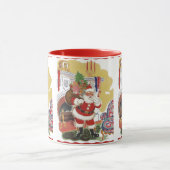 Vintage Kerstmis, Jolly Santa Claus met Cadeaus Mok (Midden)