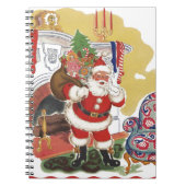 Vintage Kerstmis, Jolly Santa Claus met Cadeaus Notitieboek (Voorkant)