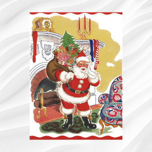 Vintage Kerstmis, Jolly Santa Claus met Cadeaus Poster
