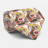 Vintage Kerstmis, Jolly Santa Claus met Cadeaus Stropdas (Opgerold)