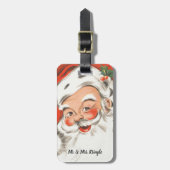 Vintage Kerstmis, Jolly Santa Claus met glimlach Bagagelabel (Voorkant verticaal)
