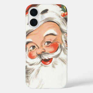 Vintage Kerstmis, Jolly Santa Claus met glimlach iPhone 16 Hoesje