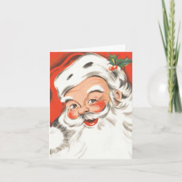 Vintage Kerstmis, Jolly Santa Claus met glimlach Feestdagen Kaart