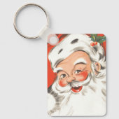 Vintage Kerstmis, Jolly Santa Claus met glimlach Sleutelhanger (Voorkant)