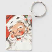 Vintage Kerstmis, Jolly Santa Claus met glimlach Sleutelhanger (Achterkant)