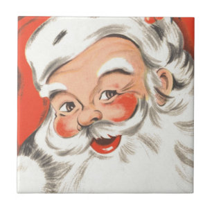 Vintage Kerstmis, Jolly Santa Claus met glimlach Tegeltje