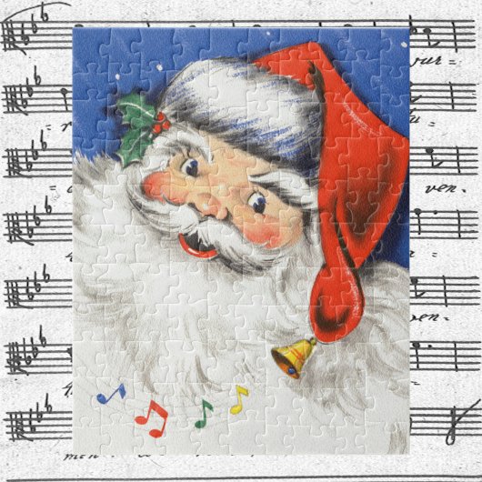 Vintage Kerstmis, Jolly Santa Claus met Muziek Legpuzzel