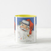 Vintage Kerstmis, Jolly Santa Claus met Muziek Mok (Midden)