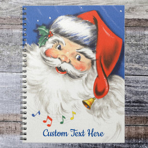 Vintage Kerstmis, Jolly Santa Claus met Muziek Notitieboek