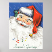 Vintage Kerstmis, Jolly Santa Claus met Muziek Poster (Voorkant)