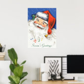 Vintage Kerstmis, Jolly Santa Claus met Muziek Poster (Thuiskantoor)