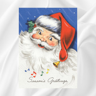 Vintage Kerstmis, Jolly Santa Claus met Muziek Poster