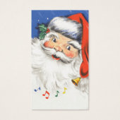 Vintage Kerstmis, Jolly Santa Claus met Muziek Visitekaartje (Voorkant)