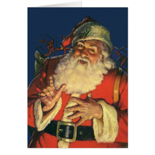 Vintage Kerstmis, Jolly Santa Claus met speelgoed (Voorkant)