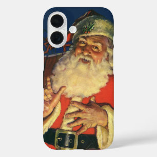 Vintage Kerstmis, Jolly Santa Claus met speelgoed iPhone 16 Hoesje