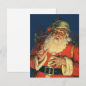 Vintage Kerstmis, Jolly Santa Claus met speelgoed Feestdagenkaart (Voorkant / Achterkant)