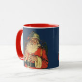 Vintage Kerstmis, Jolly Santa Claus met speelgoed Mok (Voorkant links)
