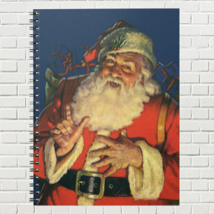 Vintage Kerstmis, Jolly Santa Claus met speelgoed Notitieboek