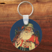 Vintage Kerstmis, Jolly Santa Claus met speelgoed Sleutelhanger (Voorkant)