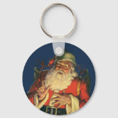 Vintage Kerstmis, Jolly Santa Claus met speelgoed Sleutelhanger (Achterkant)