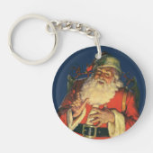 Vintage Kerstmis, Jolly Santa Claus met speelgoed Sleutelhanger (Voorkant)