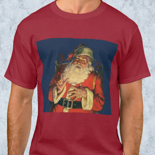 Vintage Kerstmis, Jolly Santa Claus met speelgoed T-shirt