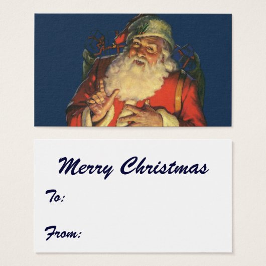 Vintage Kerstmis, Jolly Santa Claus met speelgoed Visitekaartjes (Voorkant /achterkant)