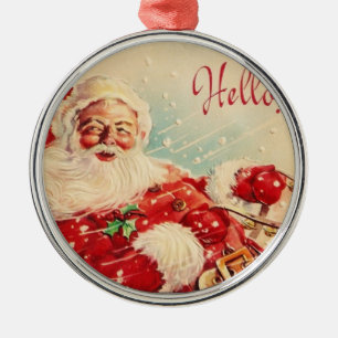 Vintage Kerstmis, Jolly Santa Claus Metalen Ornament