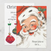 Vintage Kerstmis, Jolly Santa Claus Uitnodiging (Voorkant / Achterkant)