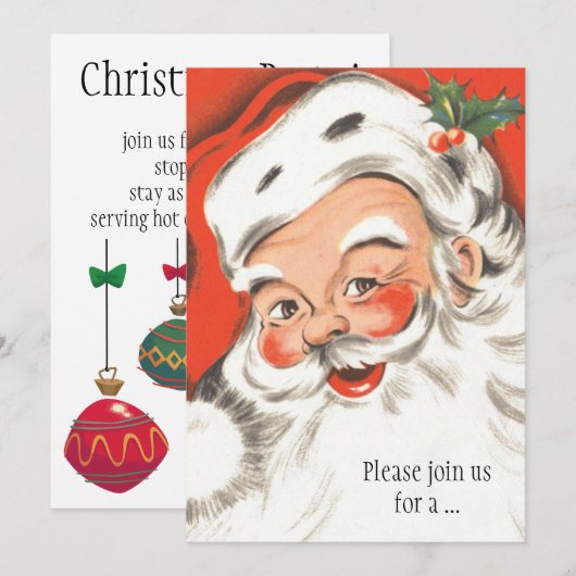 Vintage Kerstmis, Jolly Santa Claus Uitnodiging (Voorkant / Achterkant)