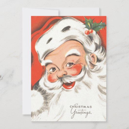 Vintage Kerstmis, Jolly Santa Claus Uitnodiging (Voorkant)