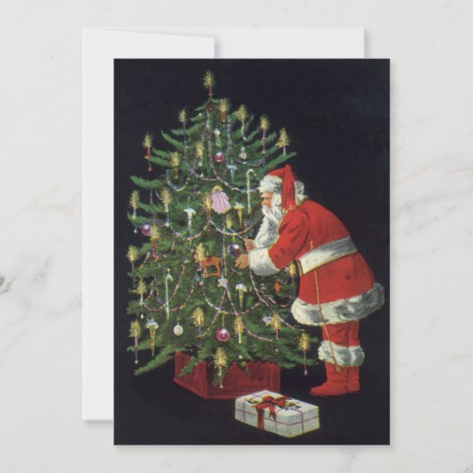 Vintage Kerstmis, Jolly Santa Claus Uitnodiging (Voorkant)