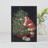 Vintage Kerstmis, Jolly Santa Claus Uitnodiging (Staand voorkant)