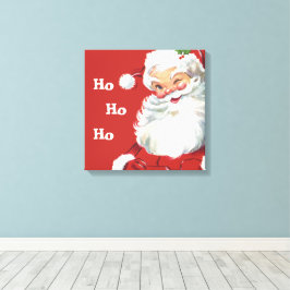 Vintage Kerstmis, Jolly Santa Claus Winking Canvas Afdruk