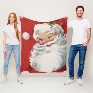 Vintage Kerstmis, Jolly Santa Claus Winking Fleece Deken