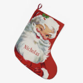 Vintage Kerstmis, Jolly Santa Claus Winking Grote Kerstsok (Voorkant (Hangend))