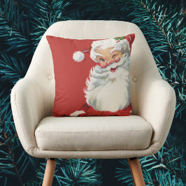 Vintage Kerstmis, Jolly Santa Claus Winking Kussen