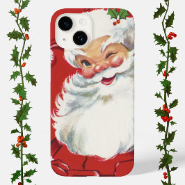 Vintage Kerstmis, Jolly Winking Santa Claus Case-Mate iPhone Case
