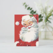 Vintage Kerstmis, Jolly Winking Santa Claus Feestdagenkaart (Staand voorkant)