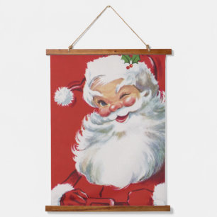 Vintage Kerstmis, Jolly Winking Santa Claus Hangend Wandkleed