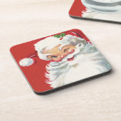 Vintage Kerstmis, Jolly Winking Santa Claus Onderzetter (Linkerzijde)